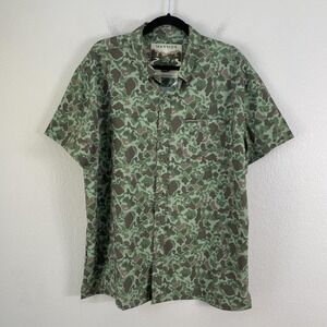 Warrior Shirt Mens 2XL Green Camo Short Sleeve Button Up Stretch Outdoor